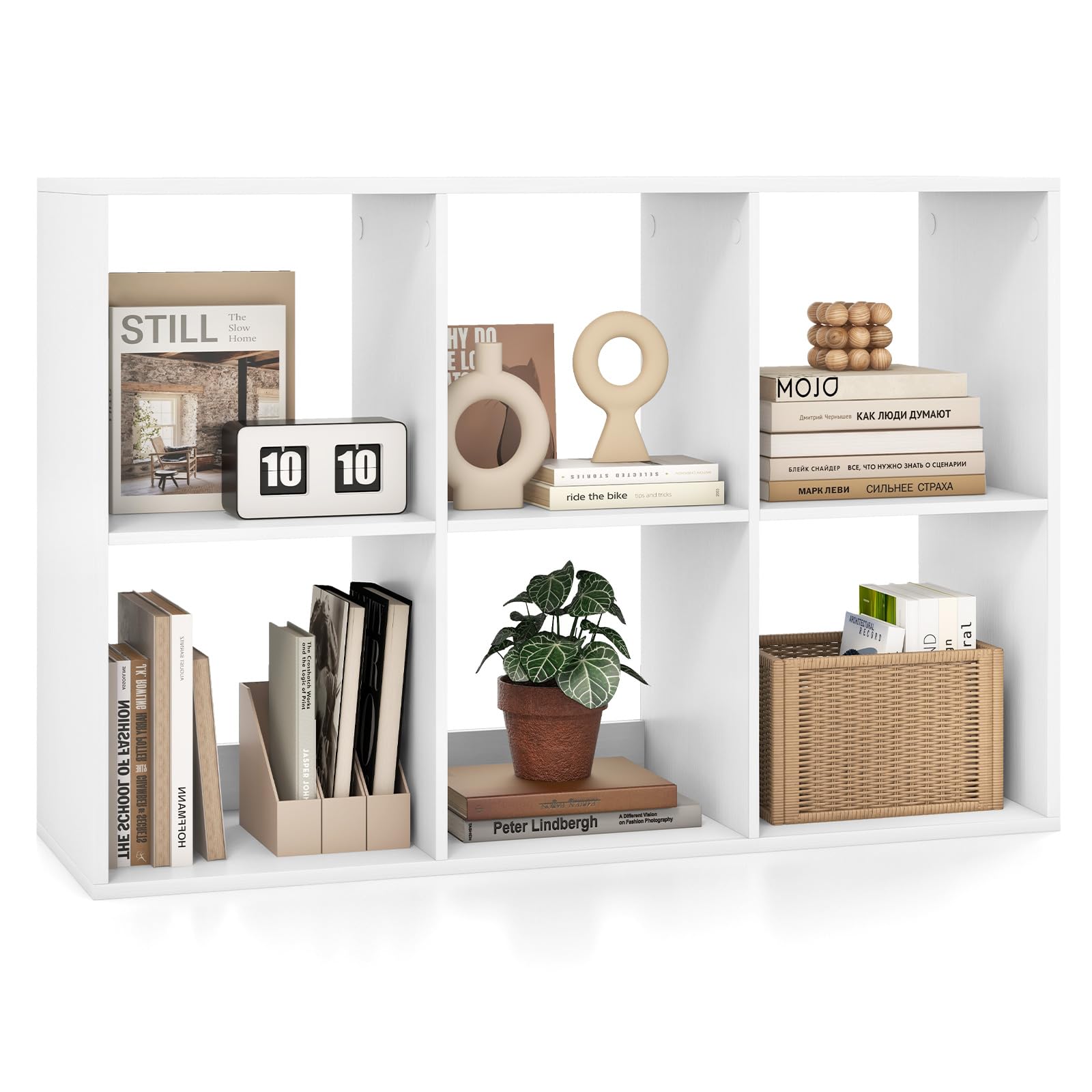 Tangkula 6-Cube Bookcase, 3-Tier Bookshelf with Open Compartments
